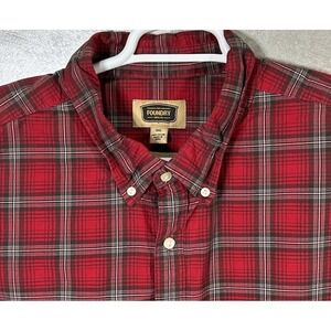 Foundry Long Sleeve‎ Button Down Plaid Check Pattern Size 3XL Red Casual